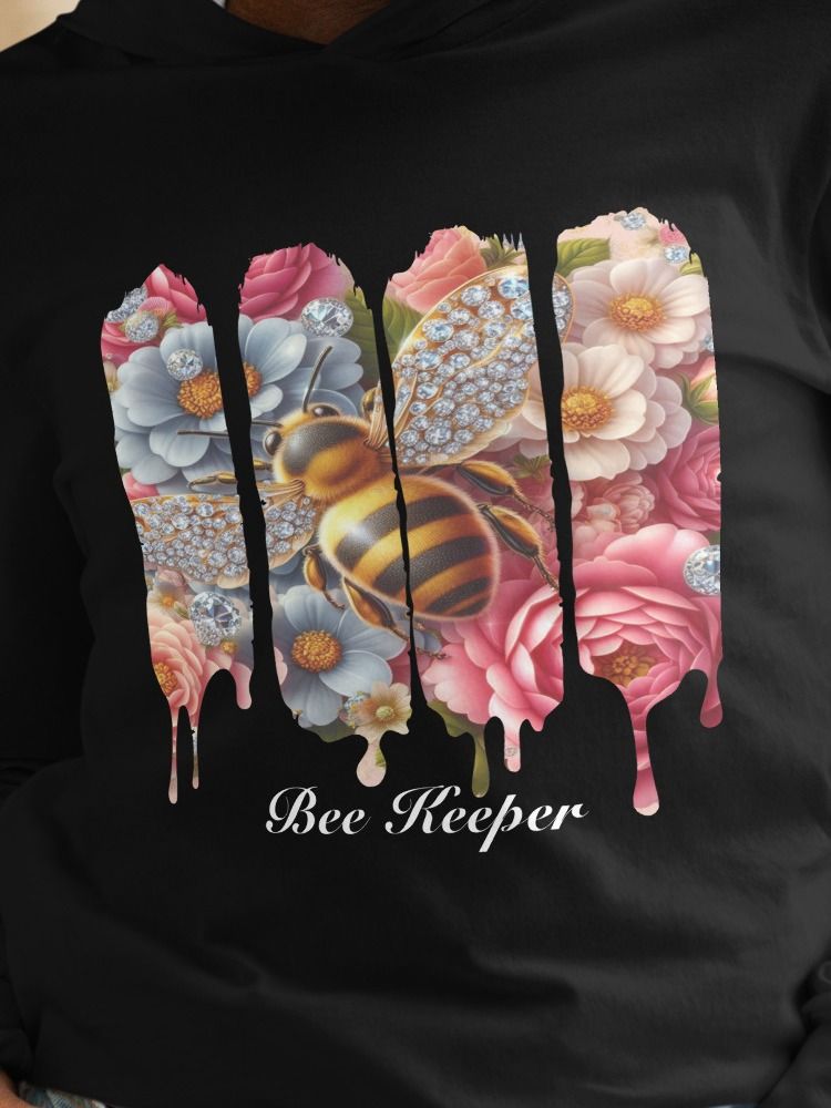 Hooded Long Sleeve Tee Bee Keeper Bling Bling | Cute Beekeeper Gift product image (2)