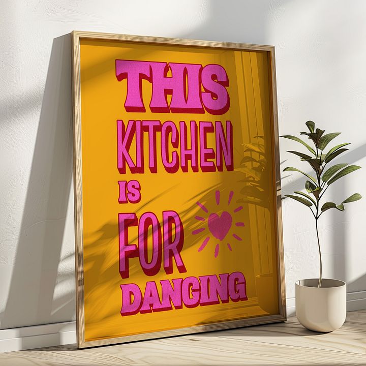 THIS KITCHEN IS FOR DANCING Retro Typography Art Print product image (1)