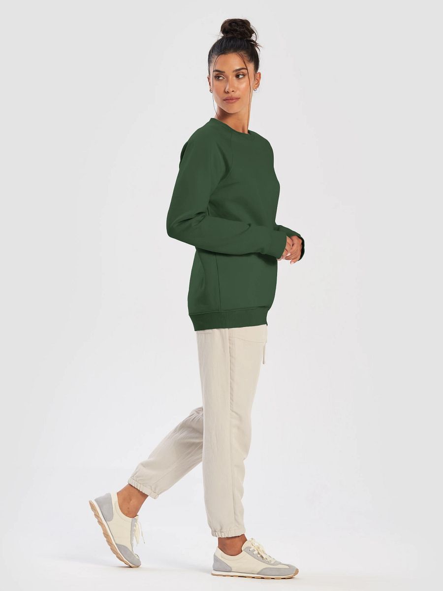 Plain Color Bottle Green Raglan Sweatshirt product image (3)
