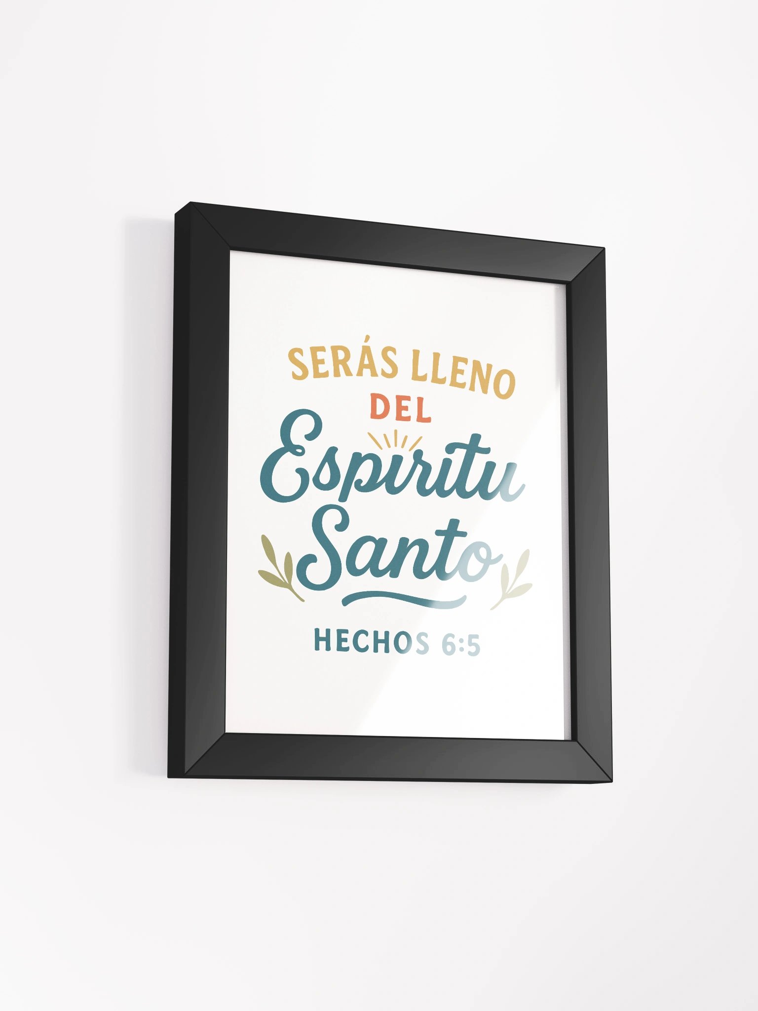 Framed Christian Poster – “Serás Lleno del Espíritu Santo” – Spanish Acts 6:5 (inches) product image (2)