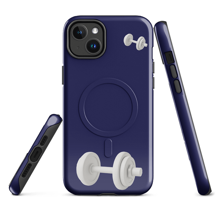 Dark Blue Double White Dumbbell iPhone® Case product image (2)
