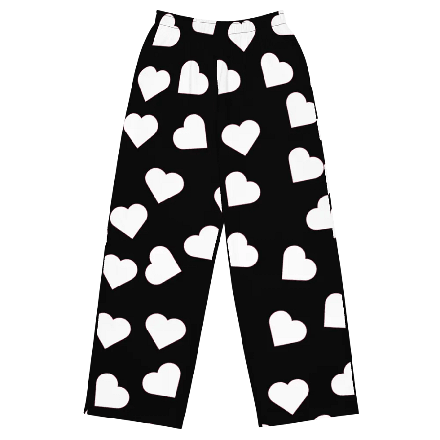 Love Pattern 5 Black and White Unisex Wide Leg Trousers product image (1)