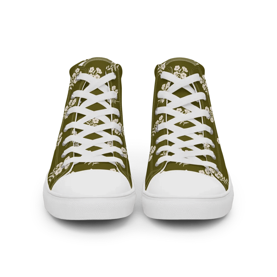 Alpine Cascade - Green and Cream - Women High Top Canvas Shoes product image (4)