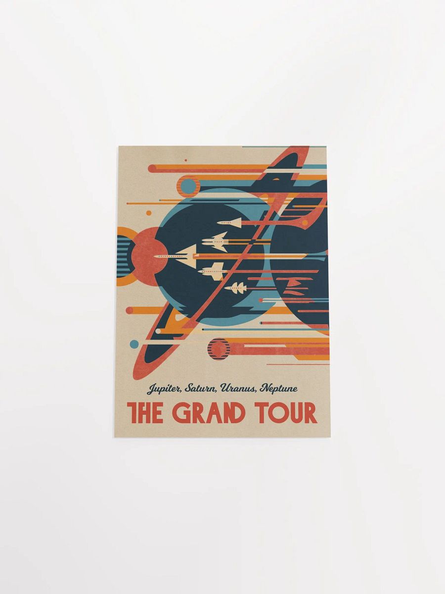 The Grand Tour: Jupiter, Saturn, Uranus, Neptune — Vintage space poster, retro space art, propaganda poster, retrofuturism art, retro sci-fi print product image (9)
