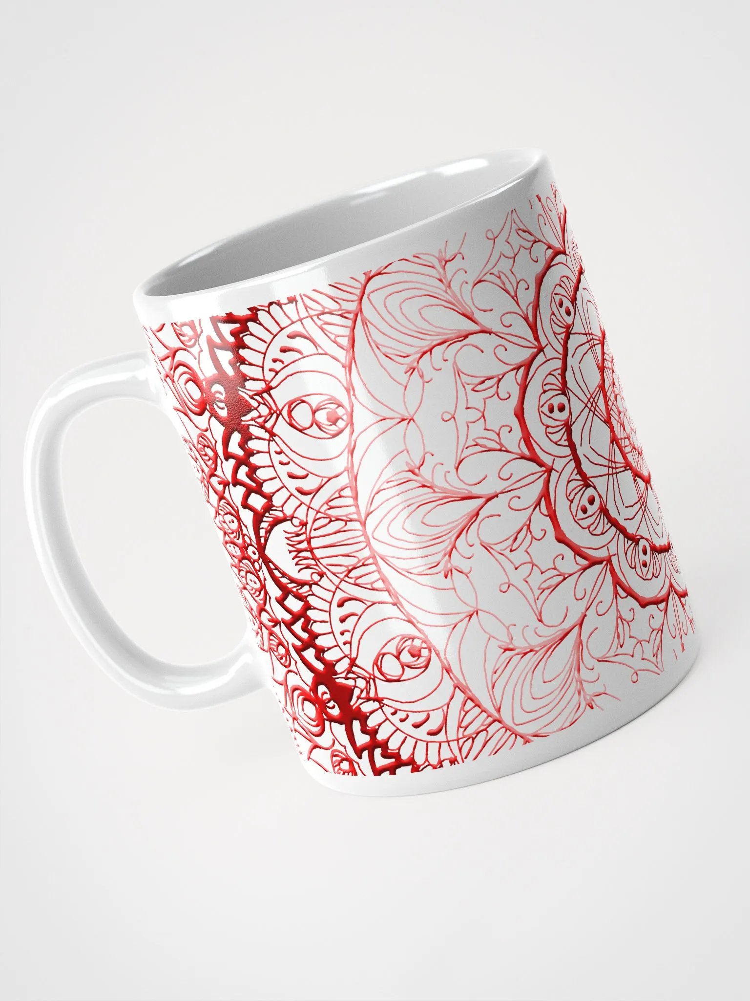 Radiant Red Mandala White Glossy Mug product image (4)