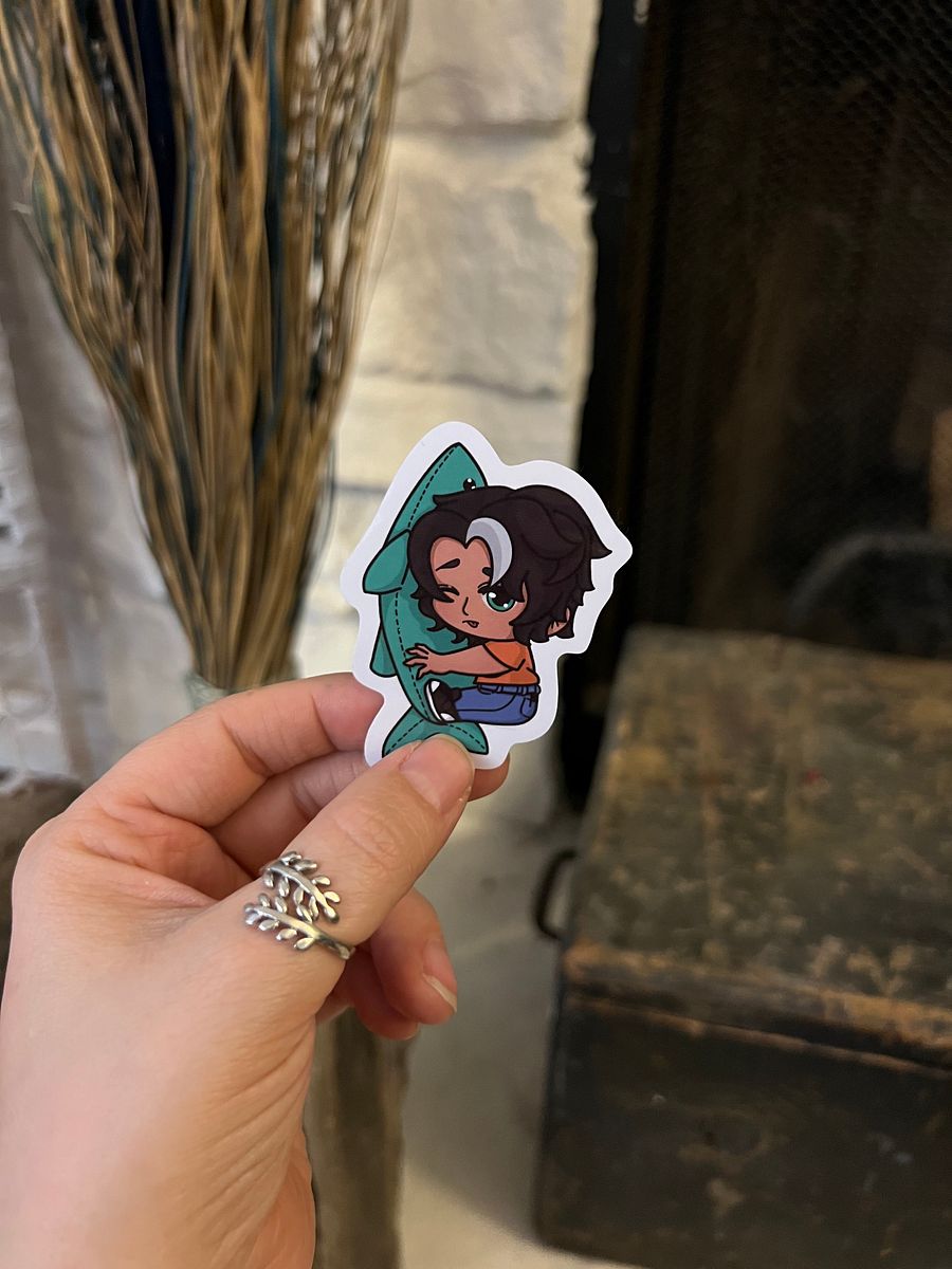Son of the Sea God Shark Plushie Vinyl Sticker product image (1)