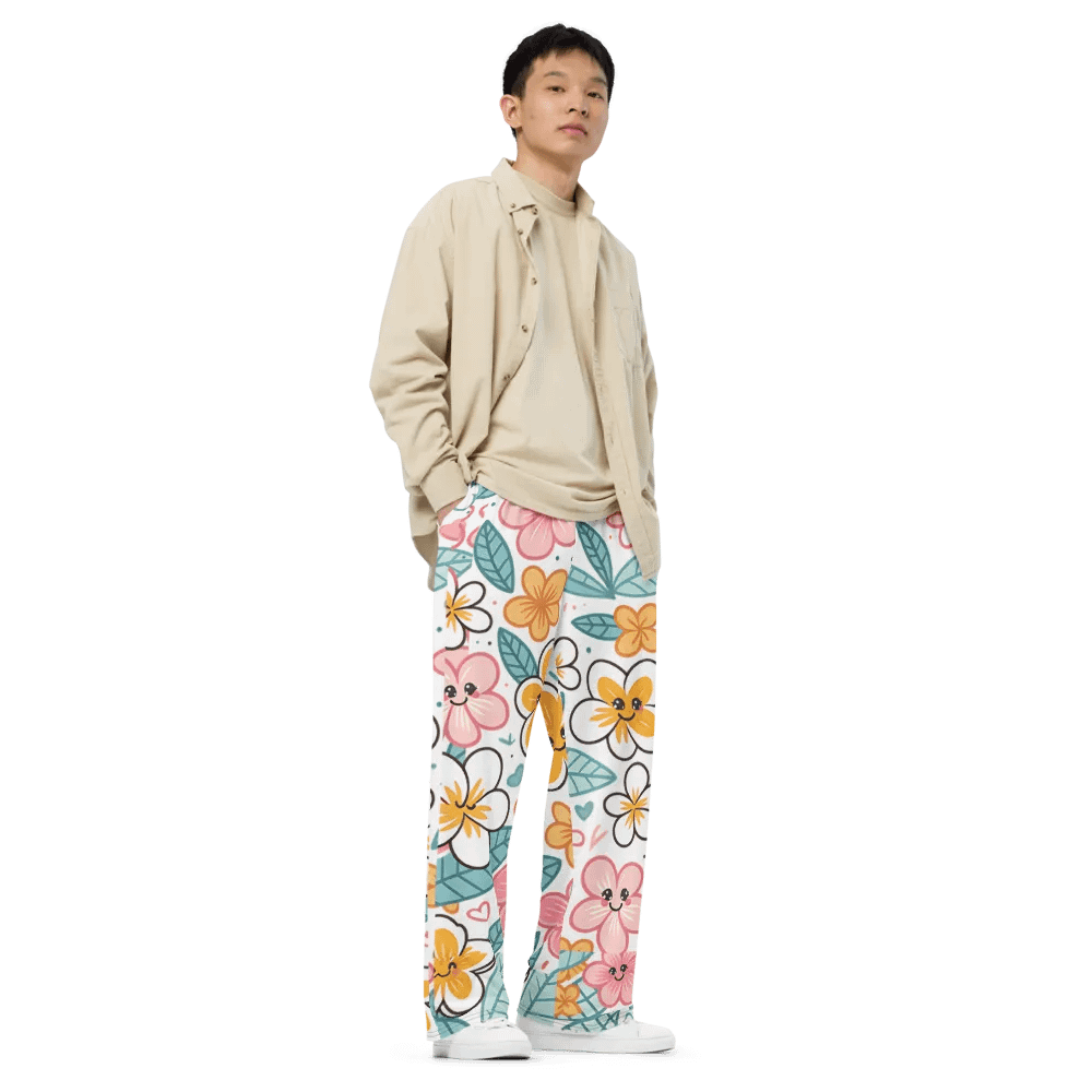 Cheerful Blooms Unisex Wide-Leg Pants product image (8)