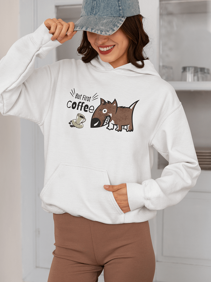 Bella+Canvas Supersoft Hoodie-Nervous Pup Needs Coffee product image (2)