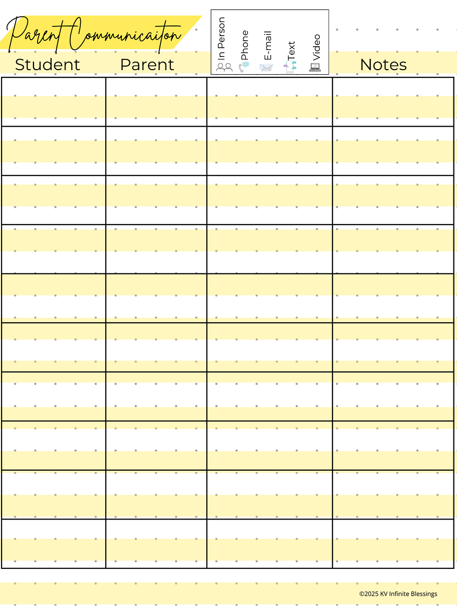 Parent Communication & Contact Log | Digital & Printable Bullet Journal Layout product image (2)