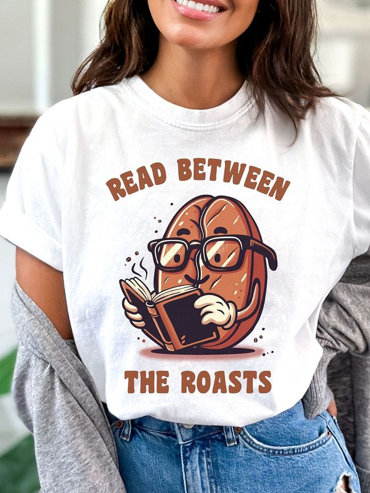 Hand-drawn runny retro coffee T-Shirt - Gift for coffee lovers and bookworms product image (1)
