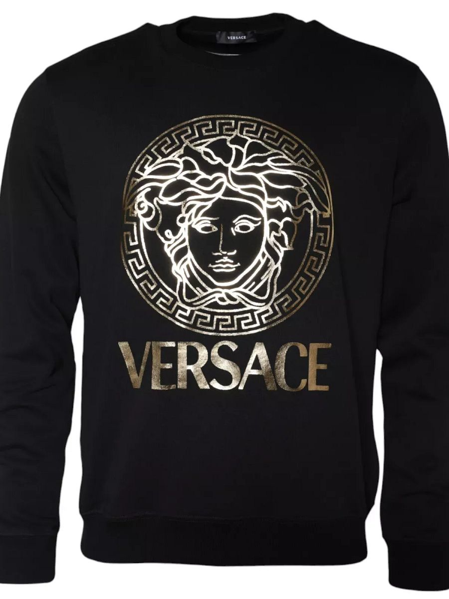 VERSACE Sweater Black Medusa Fleece Cotton Crew Neck Sweatshirt s. L RRP 1260usd product image (1)