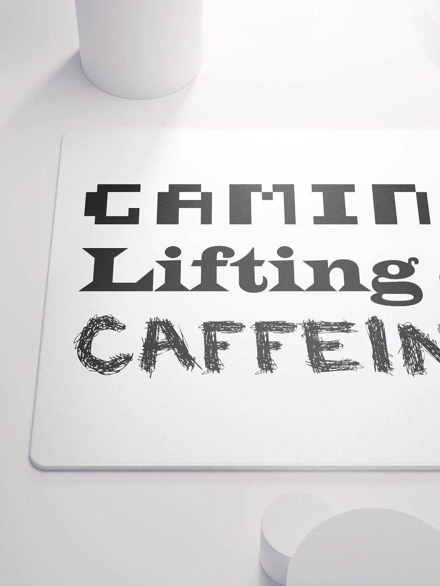 Gaming, Lifting & Caffeine Mouse Pad - Black Lettering product image (6)