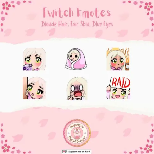 Twitch Emotes - Blonde, fair skin, Green eyes product image (1)