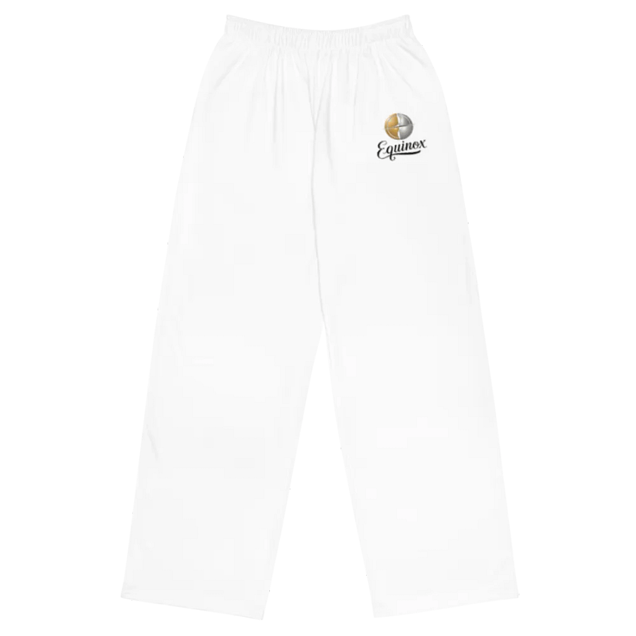 Trendy Equinox Unisex Wide-Leg Pants with Exclusive Logo Design - White product image (1)