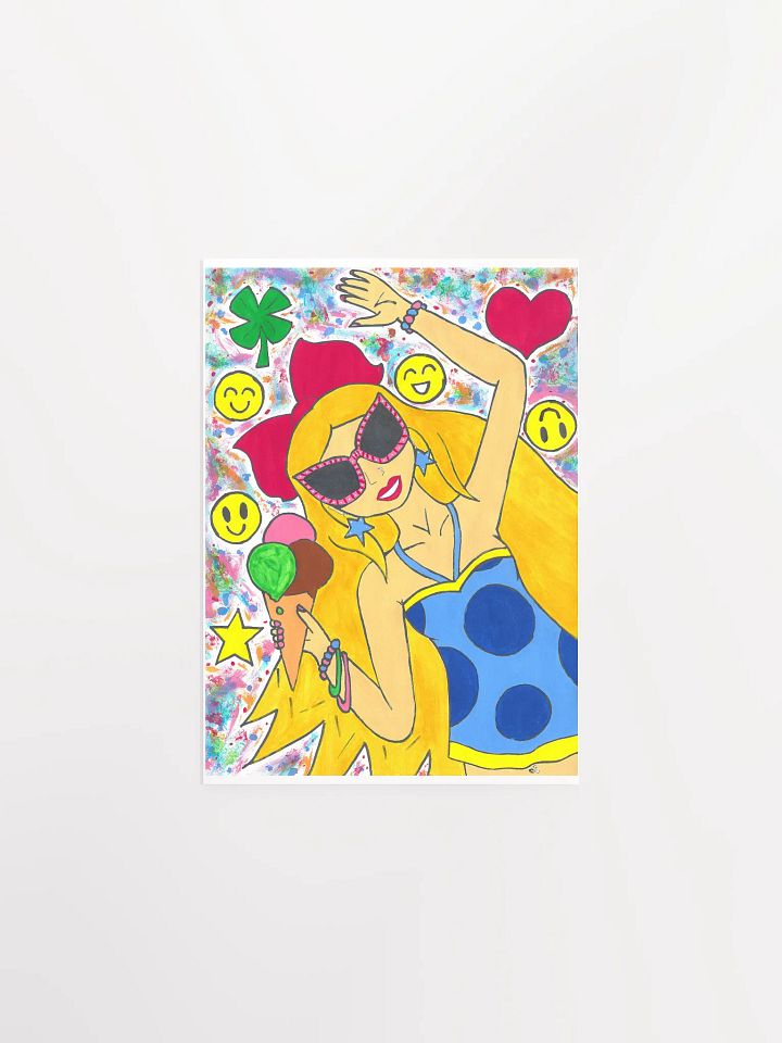 Girl with the ice cream - (art by Dina R.) - tempera painting picture - Enhanced Matte Paper Poster (in) product image (1)