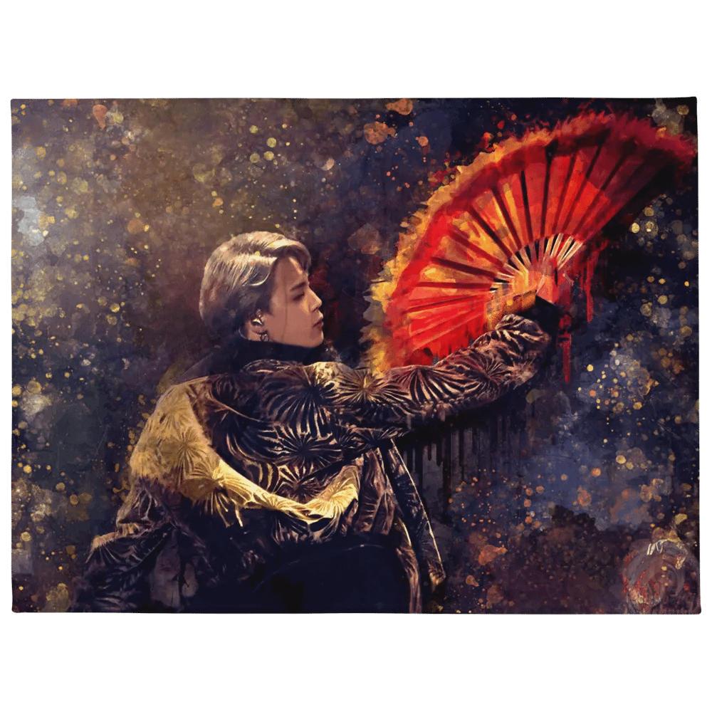 BTS - Jimin Iconic Fan Dance Throw Blanket - Designed by ChimberArt product image (1)
