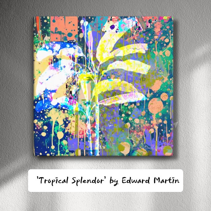 'Tropical Splendor' by Edward Martin Mixed Media Collage -Canvas Print-Masterpiece Canvas Collection product image (8)