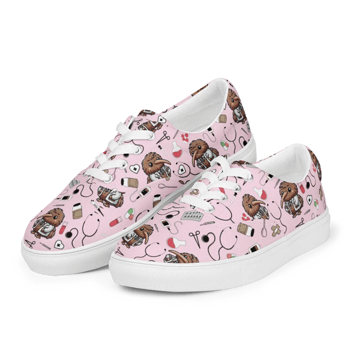 Cute Medical Kiwi Lace-up Canvas Shoes (Pink) product image (1)