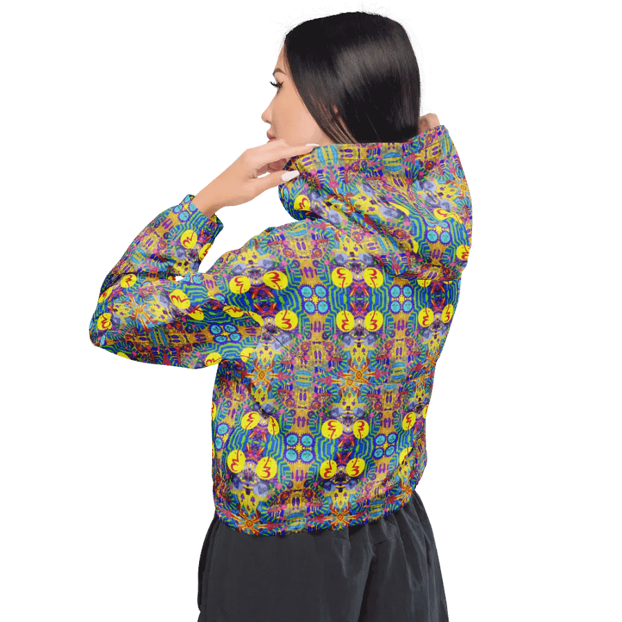Abstract Colourful Doodles Ladies Cropped Hoodie Windbreaker product image (6)