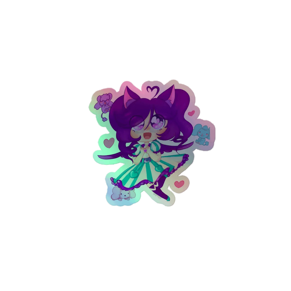 Holographic Poodle with pups Sticker product image (1)