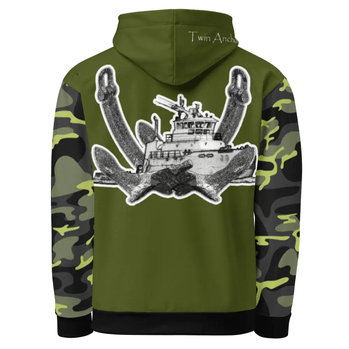 Camouflage & Green Twin Anchor Titan tug Hoodie product image (1)