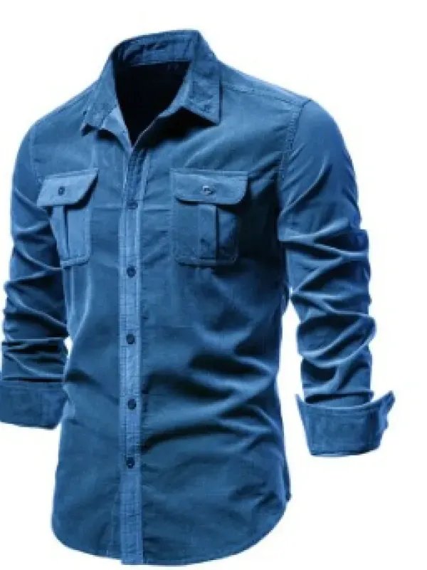 Shirts For Men Wear Shirt College Tops Longsleeve Blue product image (2)