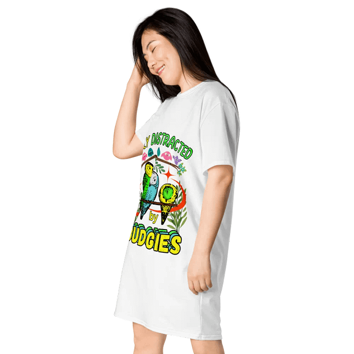 Easily Distracted By Budgies Party T-Shirt Dress product image (2)