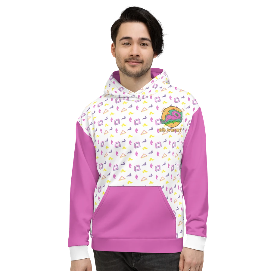 Oh Worm pink & white eco hoodie product image (6)