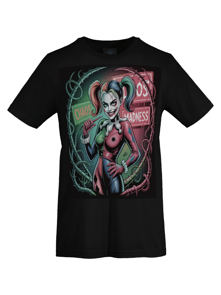 Chaos and Madness: Harley Quinn's Vine-Entwined Vortex Graphic Tee product image (1)