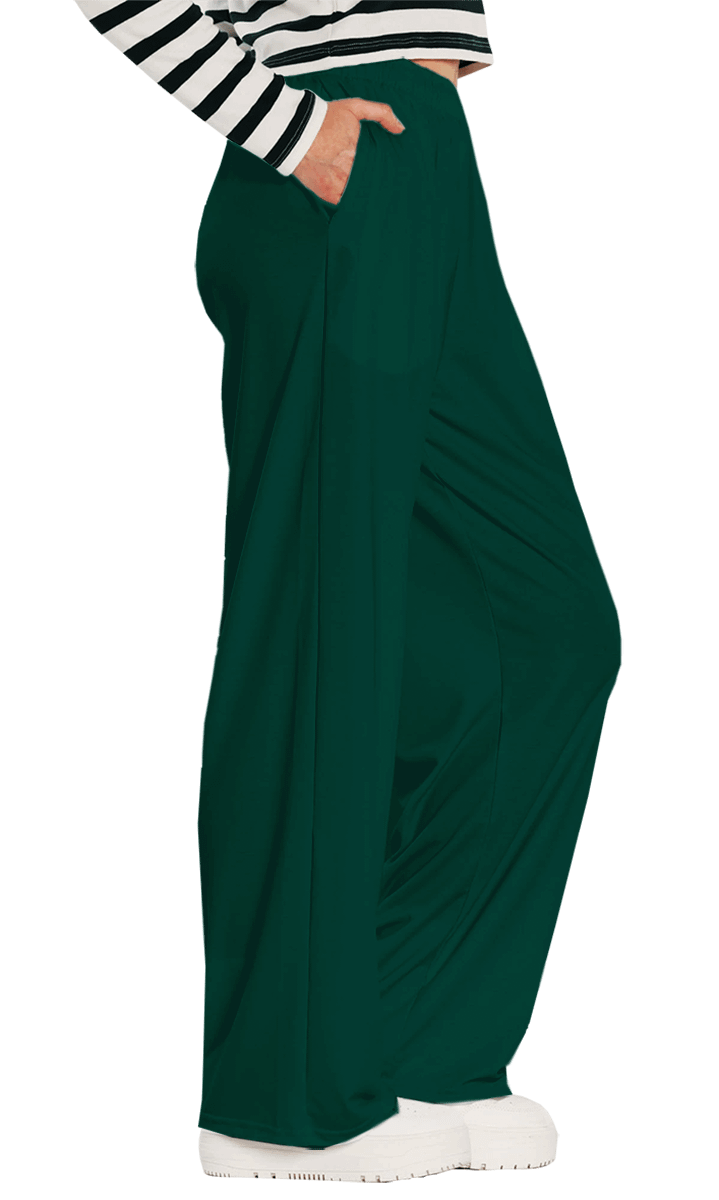 Plain Color Blue Green Wide-Leg Pants product image (1)