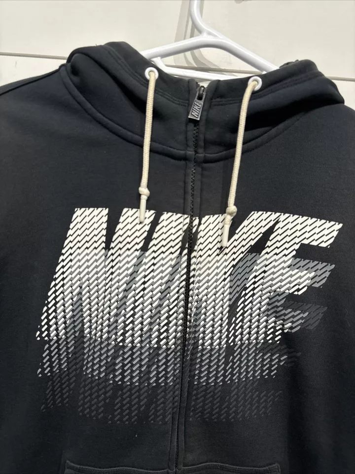 Nike Air Hooded Hoodie Gym Workout Black White Swoosh Sweatshirt Mens Sz Large Northern Resale Company (10409) product image (4)