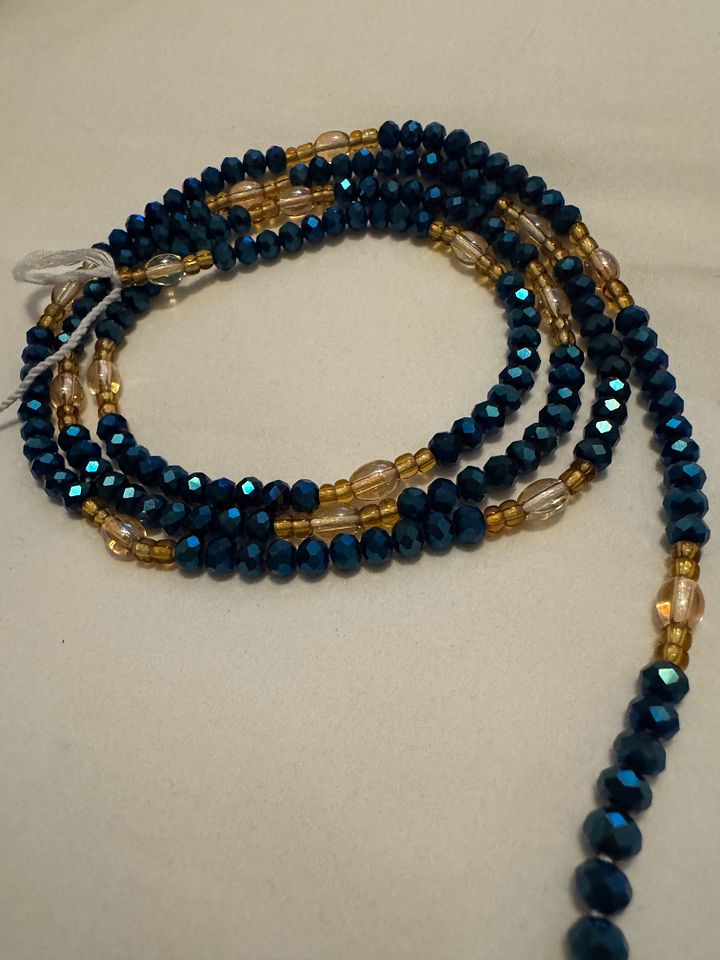 Sea Blue Gold African Waist Beads product image (1)
