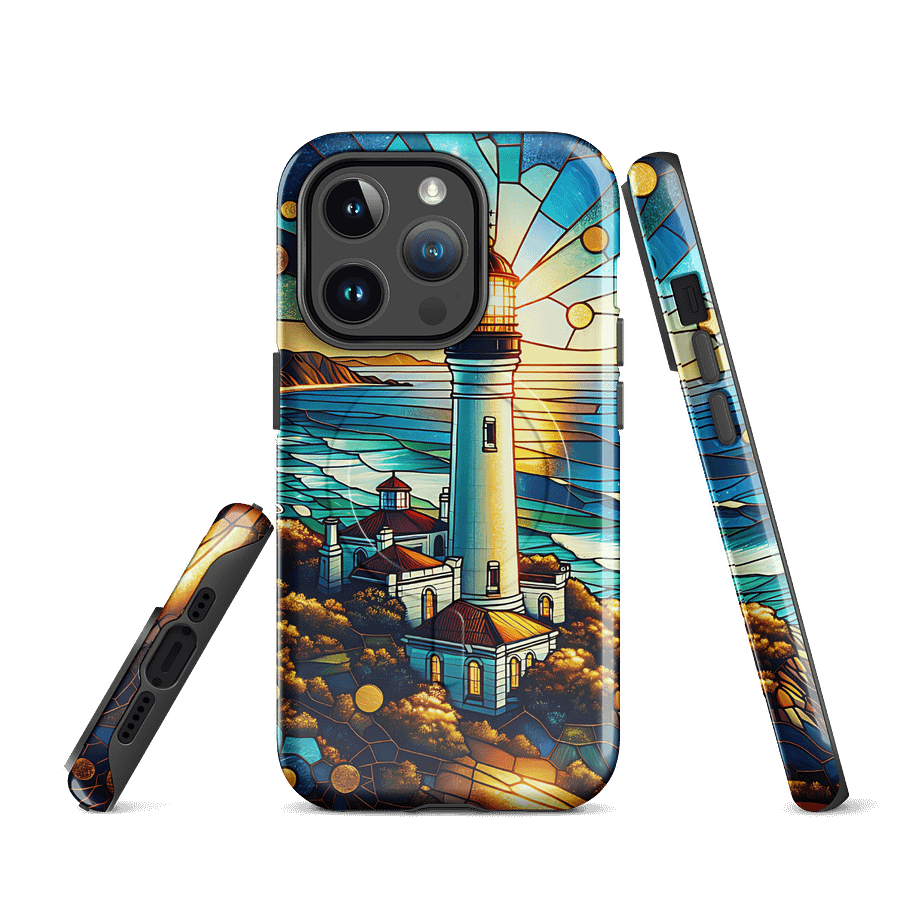 Coastal Lighthouse Stained Glass MagSafe® iPhone® Tough Case. product image (14)