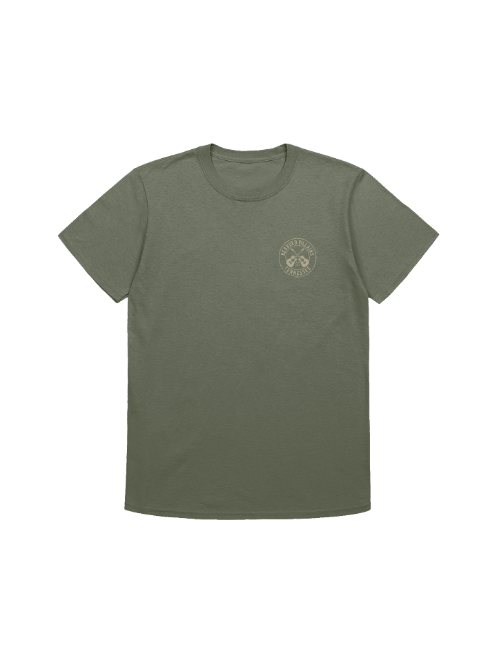 TSV Bearded Villains Tennessee “Tactical Grit” T-Shirt | Desert Tan Logo on Olive or Combat Black | Rugged Brotherhood Strength & Everyday Utility product image (2)