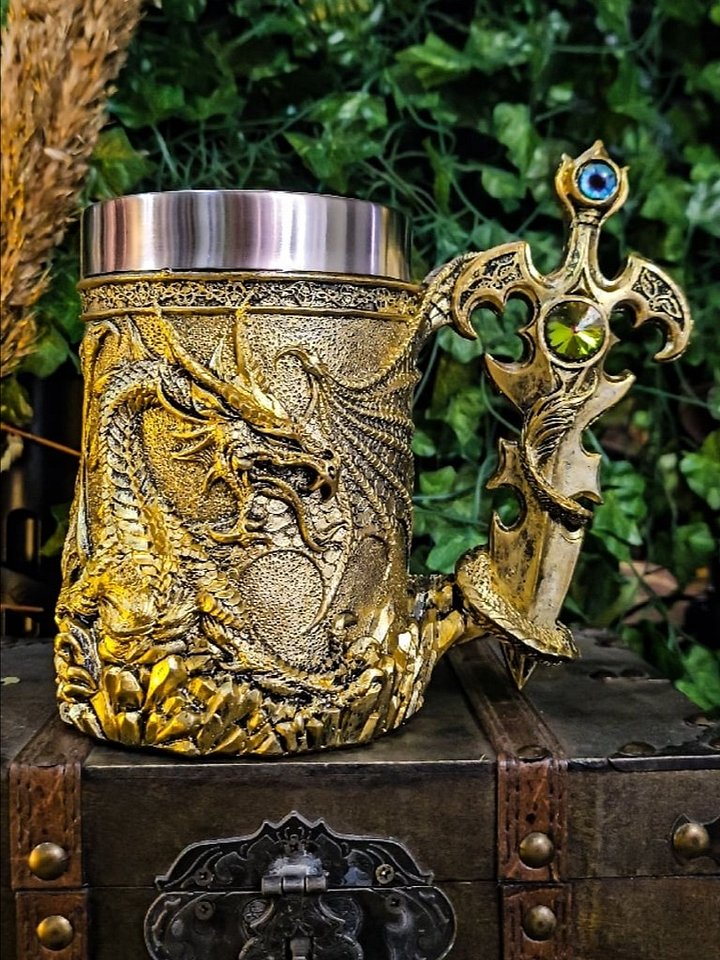 The Armored Kingdom Gold Sentinel Dragon Mug product image (1)