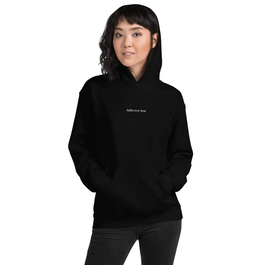 Minimalistic Unisex Faith Over Fear Embroided Hoodie (White Embroided) product image (15)