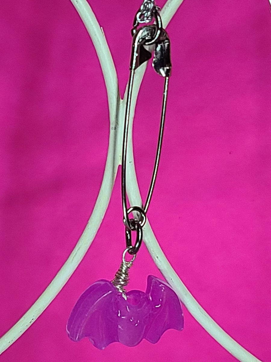 Glow in the Dark Pink Bat wire wrapped Choker necklace product image (4)