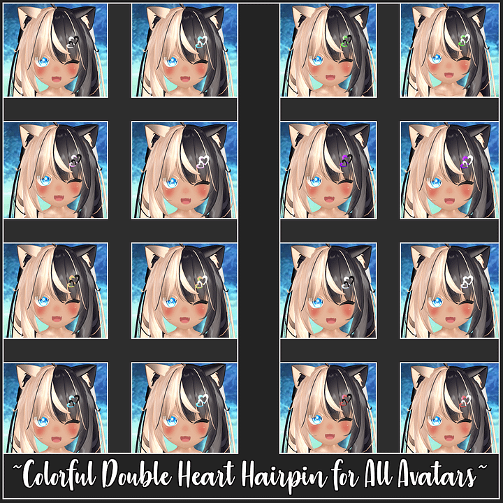 Colourful Double Heart Hairpin for All Avatars product image (1)