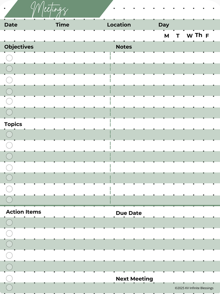 Meeting Agenda & Notes | Digital & Printable Bullet Journal Layout for Educators product image (2)
