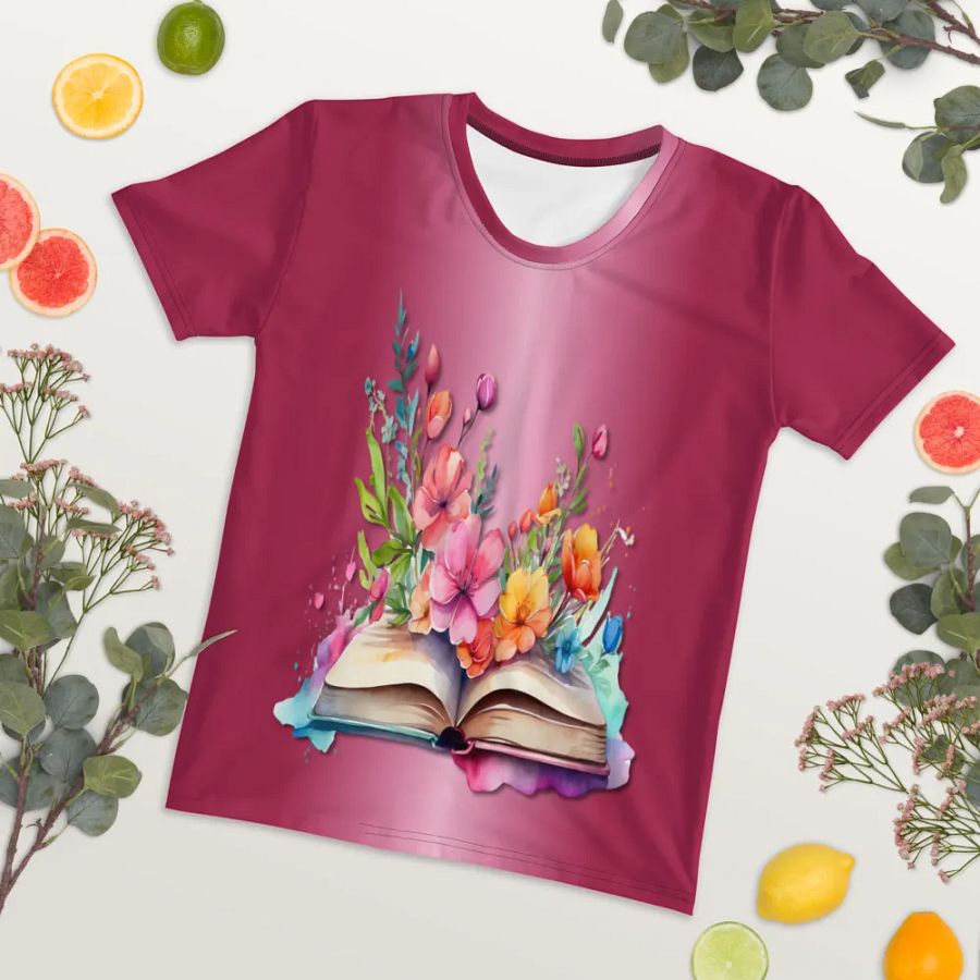 Floral Book All Over Print T-shirt product image (7)