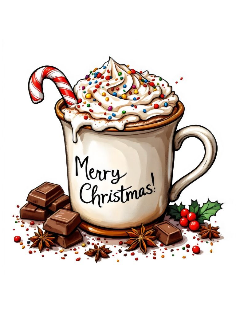 14 Mug Filled with Hot Chocolate Clipart Designs, Winter Drink Illustrations, Cozy Clipart Set product image (6)