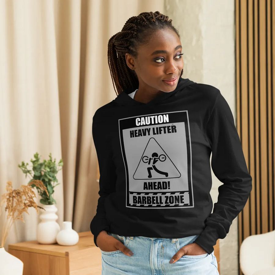 Caution Heavy Lifter Ahead Black/Gray Logo Hooded Tee product image (9)
