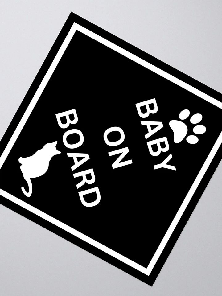 Cat Baby on Board Sticker - White on Black product image (2)