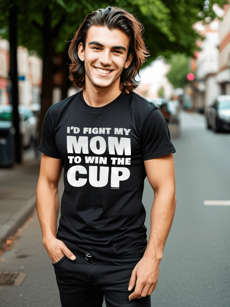 Funny Hockey T-Shirt - I'd Fight my Mom to Win the Cup - Beer League Hockey Shirt for Men - Gift for Hockey Players Who'd Do Anything to Win product image (1)