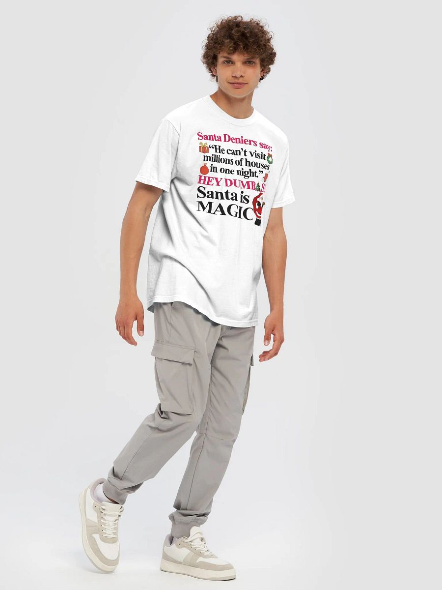 Santa Deniers Say He Can’t Visit Millions Of Houses In One Night Hey Dumbass Santa Is Magic Shirt product image (1)