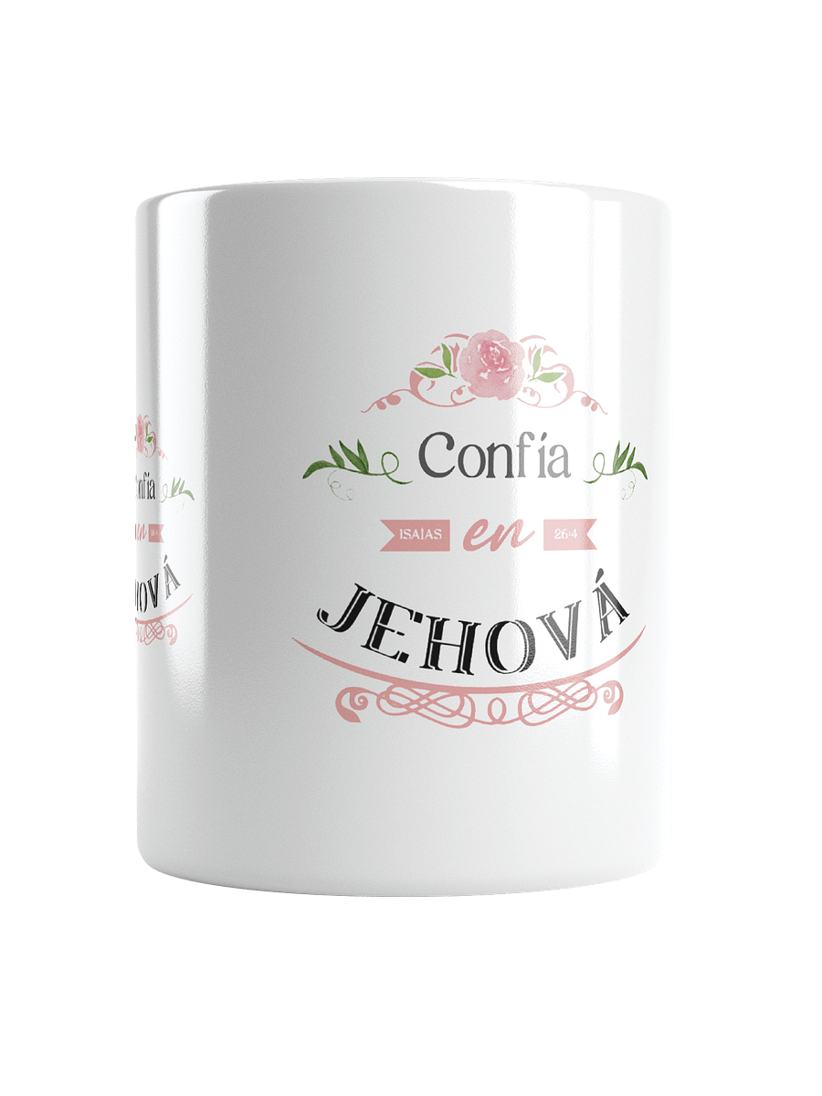 Confía en Jehová | Taza Cerámica Brillante con Diseño Floral – Isaías 26:4 product image (1)