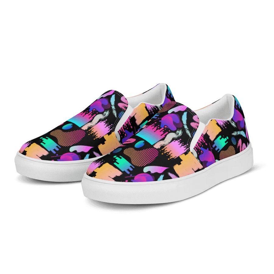 90's Pattern Womens Canvas Slip-On Shoes | Retro Pattern Shoes product image (5)