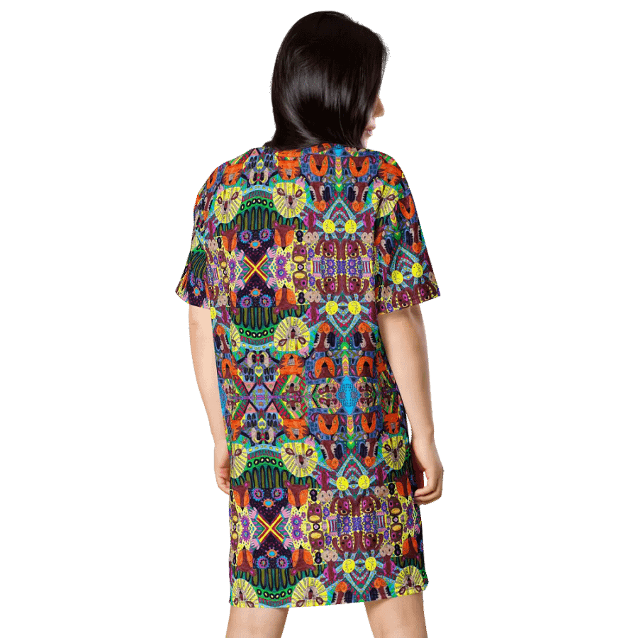 Abstract Doodle Art Animals Ladies T Shirt Dress product image (3)