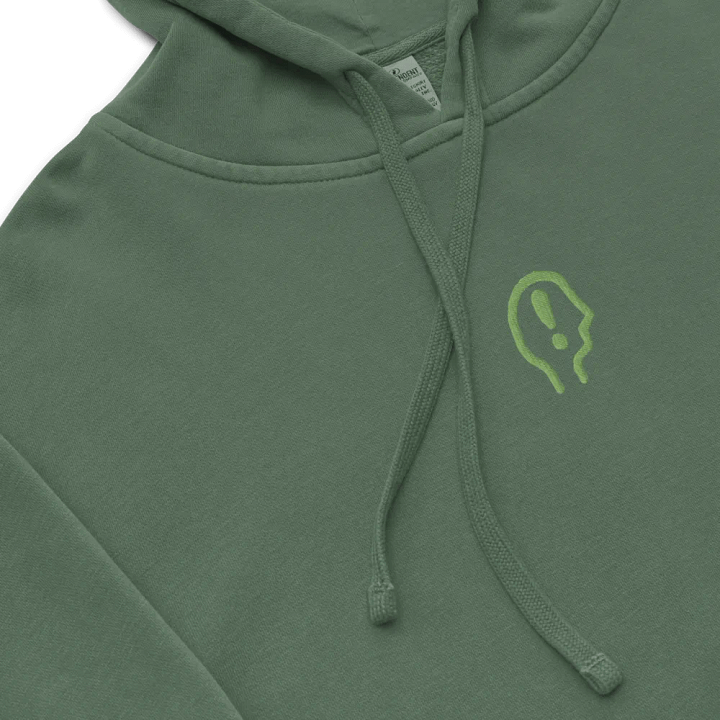 EXCLAIMING MENTALLY (C. light green) embroidered pigment hoodie product image (1)