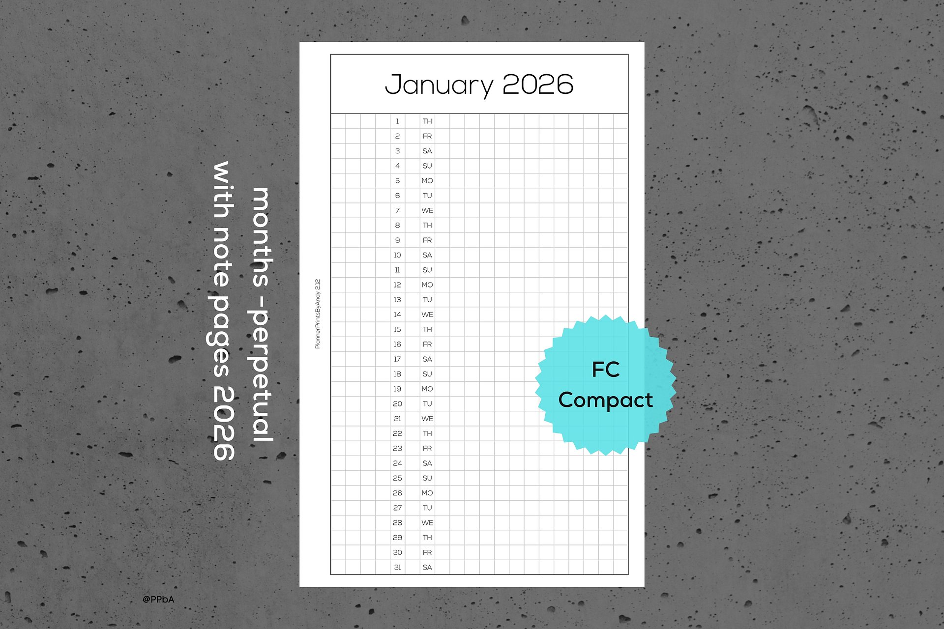 monthly pages - note pages - FC Compact - 2026 product image (1)